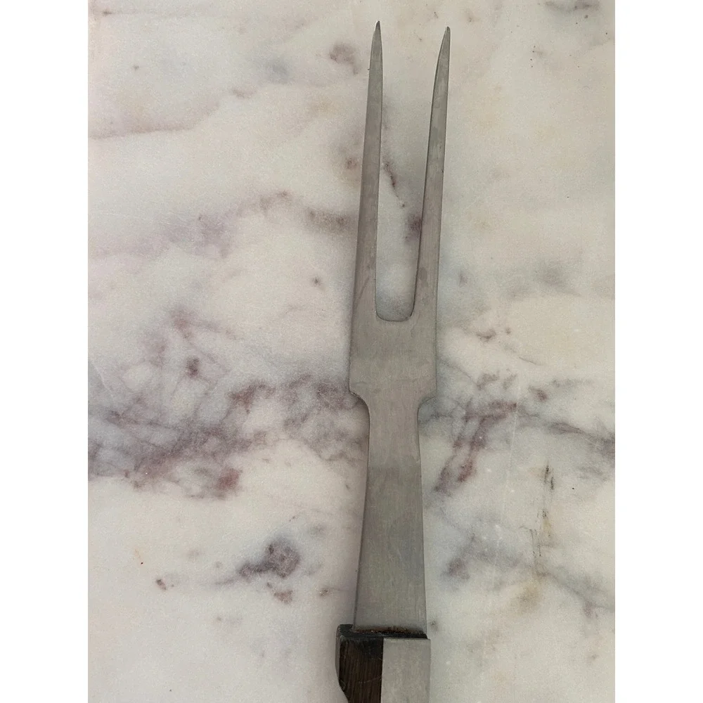 Vernco Vintage Carving Fork Stainless Steel Japan Wood Handle Mid Century Modern